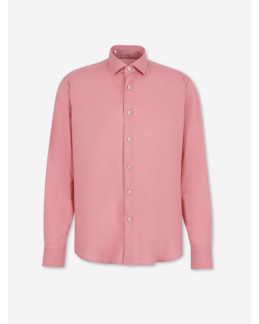 Santa Eulalia Pink Plain Cotton Shirt for men