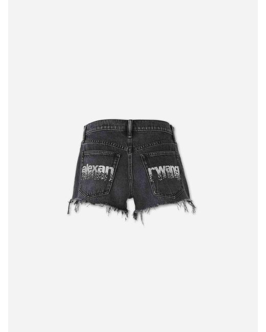 Alexander Wang Black Rhinestone Logo Shorts