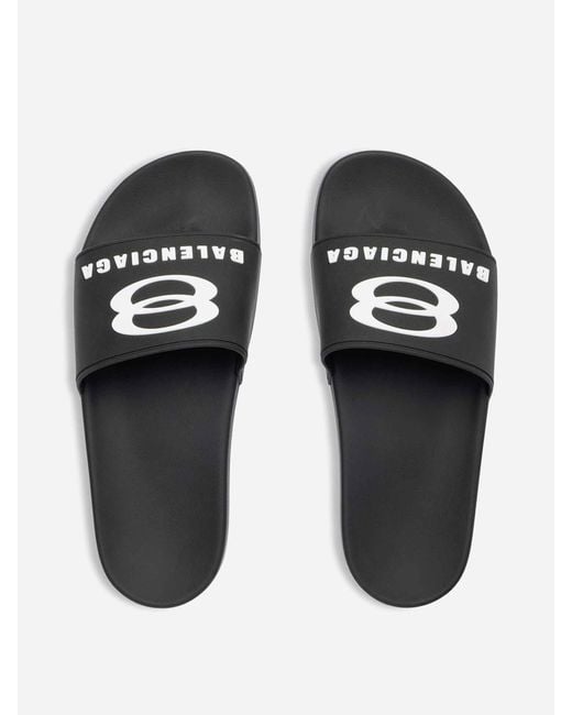 Balenciaga White Slide Logo Flip Flops for men