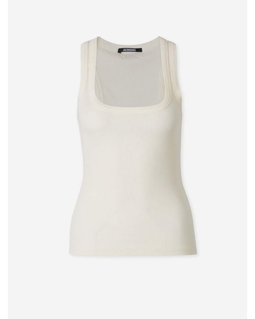 Jacquemus White Ribbed Tank Top