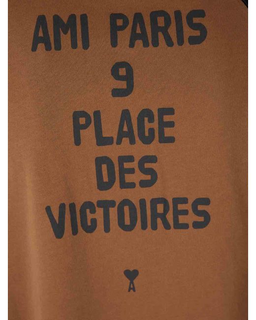 Camiseta Con Logo Bordado AMI de hombre de color Brown