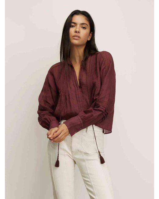 Veronica Beard Red Sawyer Ramie Blouse