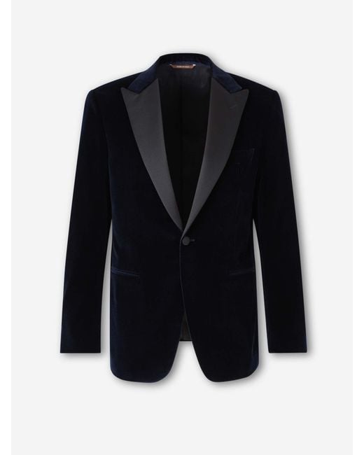 Canali Blue Blazer Straight Velvet for men