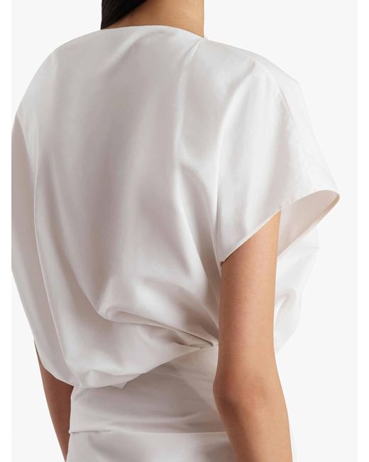 Khaite White Draped Midi Dress