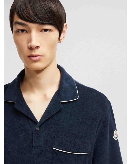Moncler Poloshirt Aus Baumwollfrottee in Blue für Herren