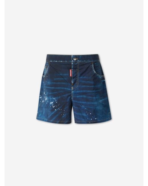 DSquared² Blue Denim Trompe L'Oeil Swimsuit for men