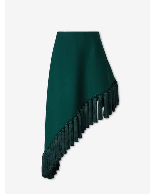 Alaïa Green Asymmetrical Skirt With Tassels