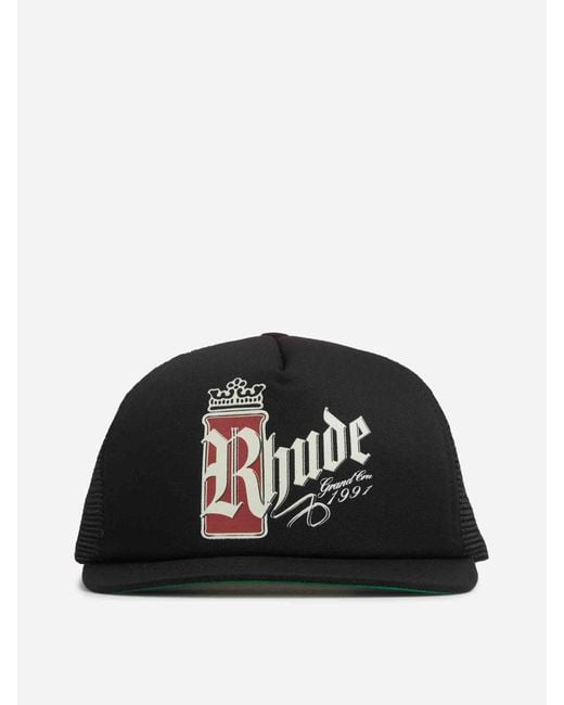 Rhude Black Trucker Hat for men