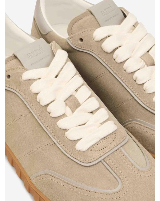 AMI Natural Low Leather Sneakers for men