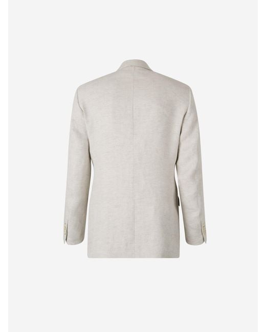 Santa Eulalia White Herringbone Linen Suit for men