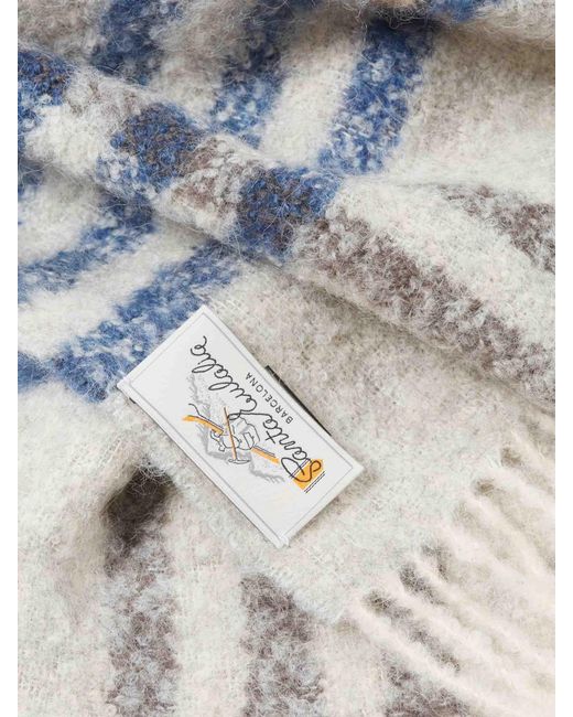 Santa Eulalia White Wool Check Scarf for men