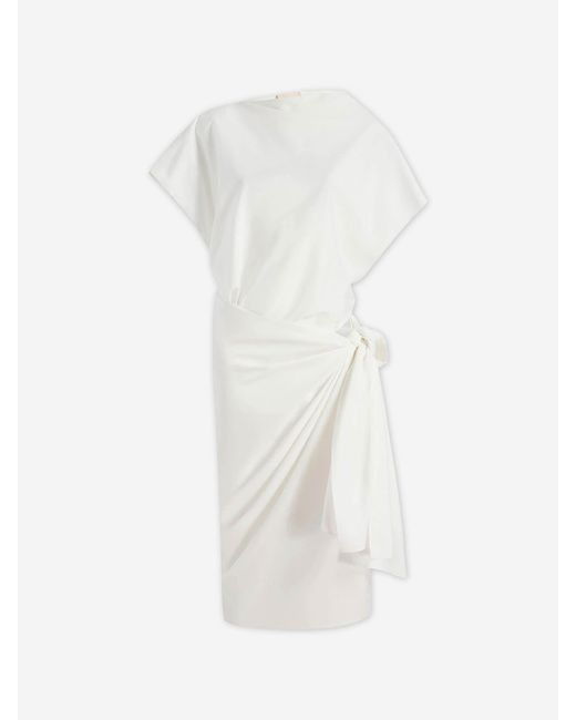 Khaite White Draped Midi Dress