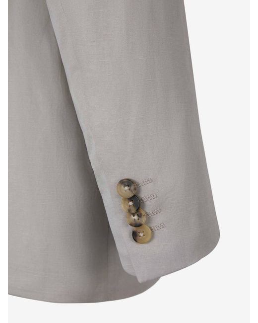 Canali Gray Linen And Silk Blazer for men