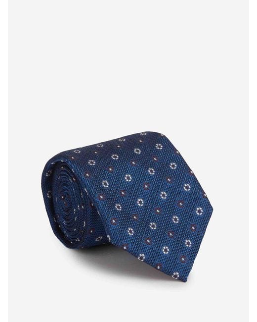 Santa Eulalia Blue Silk Floral Tie for men