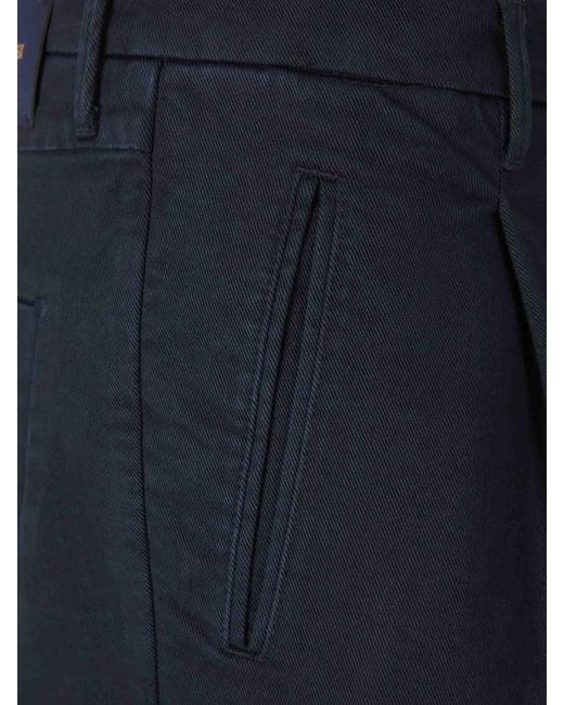 Incotex Blue Straight Twill Trousers for men