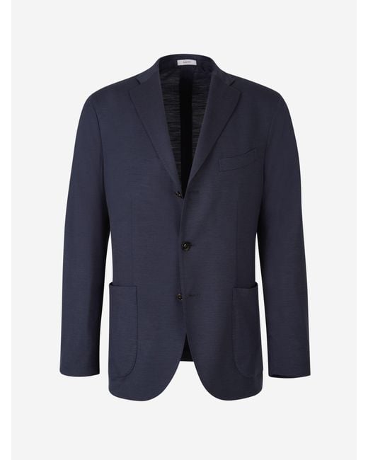 Boglioli Blue Blazer Knitted Wool for men