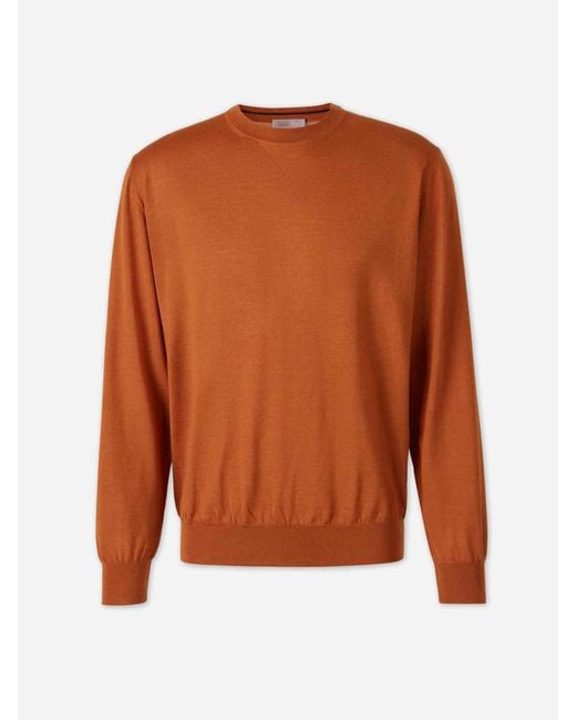 Herno Orange Thin Crew Neck Sweater for men
