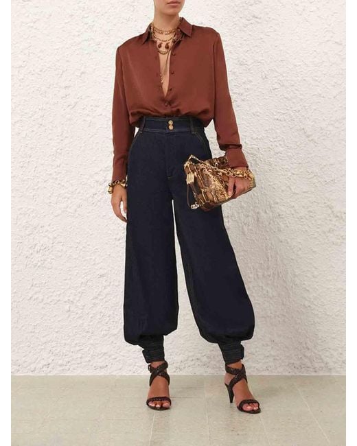 Blusa Seta Semplice di Zimmermann in Brown