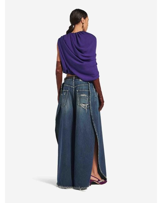 Balenciaga Purple Silk Cape Top