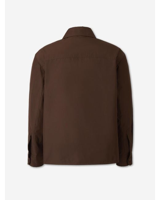 AMI Brown Plain Polyester Cotton Overshirt for men