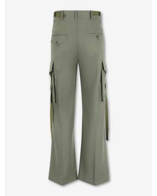 Setchu Green Wide Leg Cargo Pants for men