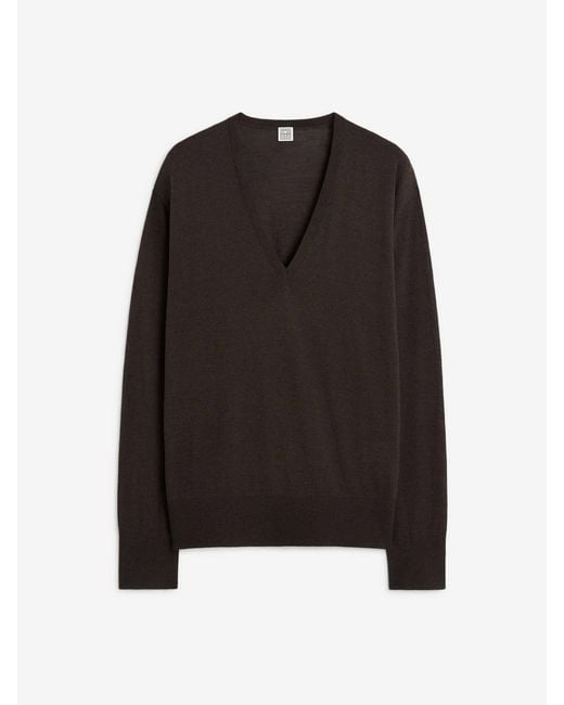 Totême Black V-Neck Sweater