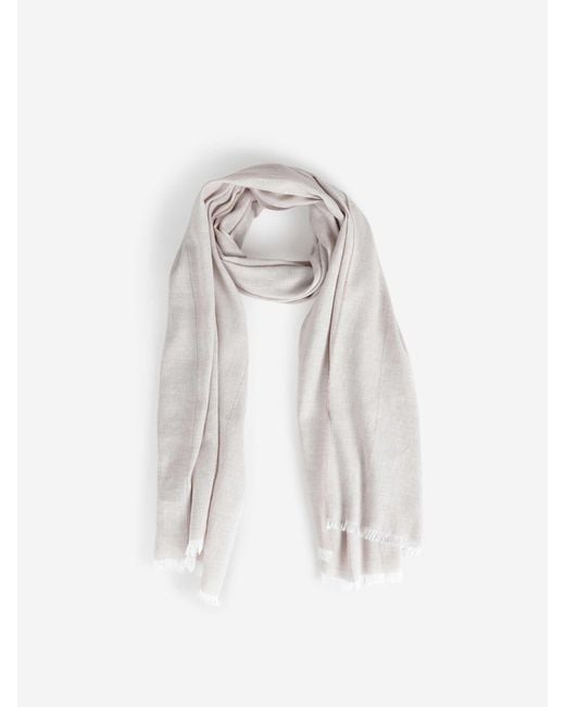 Peserico White Linen And Cotton Scarf