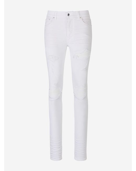 Amiri Mx1 Leather Details Jeans in White for Men - Lyst