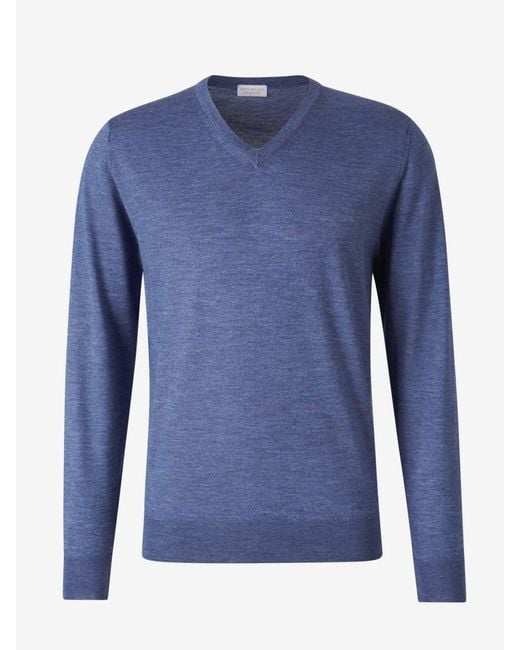 Jersey Pico Cashmere di Santa Eulalia in Blue da Uomo