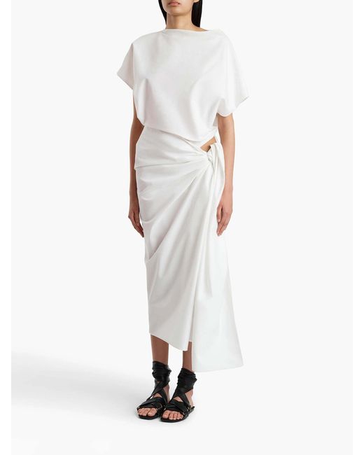 Khaite White Draped Midi Dress