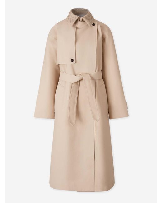 Bottega Veneta Natural Long Cotton Trench Coat