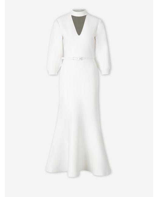 Roland Mouret White Knit Midi Dress