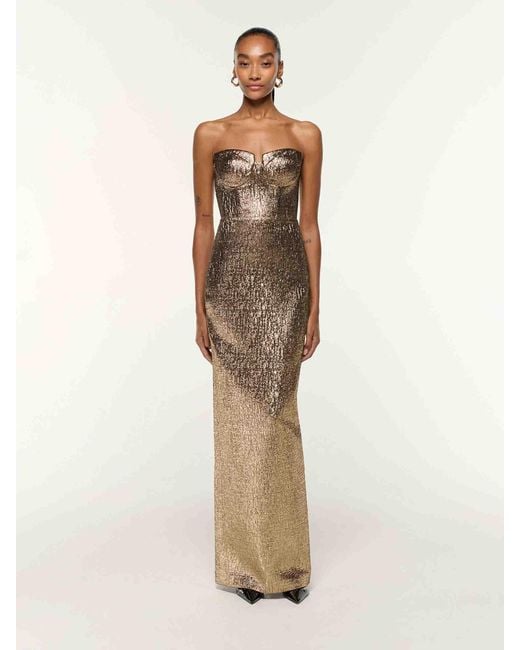 Roland Mouret Natural Jacquard Maxi Dress