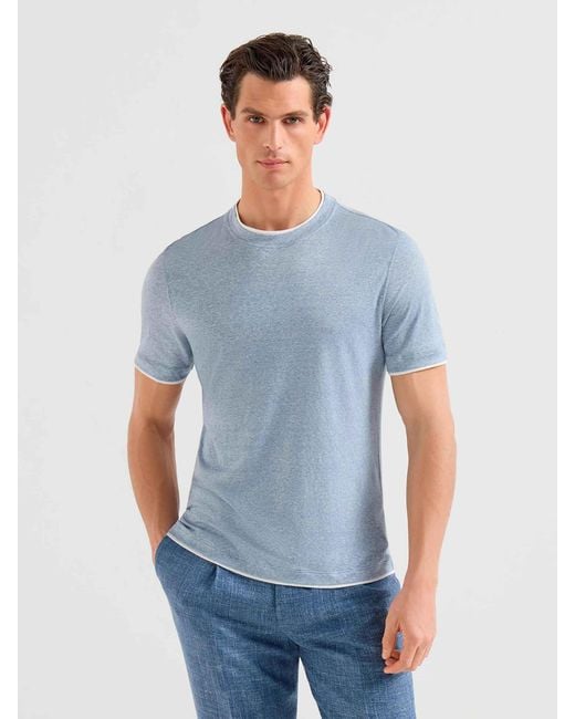 Brunello Cucinelli Blue Round Neck T-Shirt for men