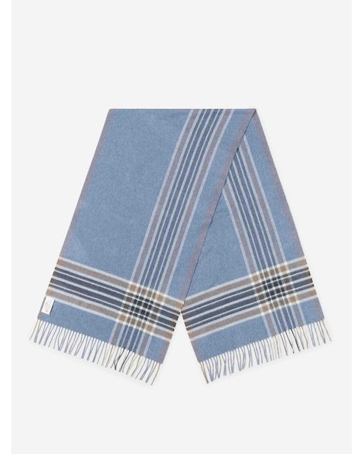 Santa Eulalia Blue Cashmere Checked Scarf for men