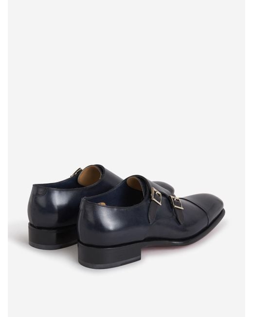 Santoni White Double Buckle Shoes for men
