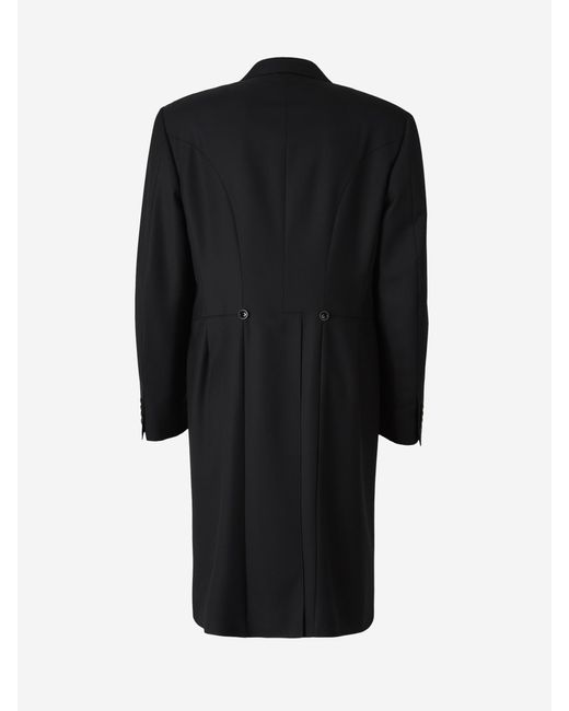 Canali Black Plain Wool Morning Coat for men