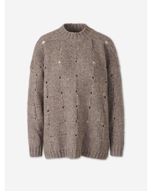 ELY ELY Brown Plaid Crew Neck Sweater
