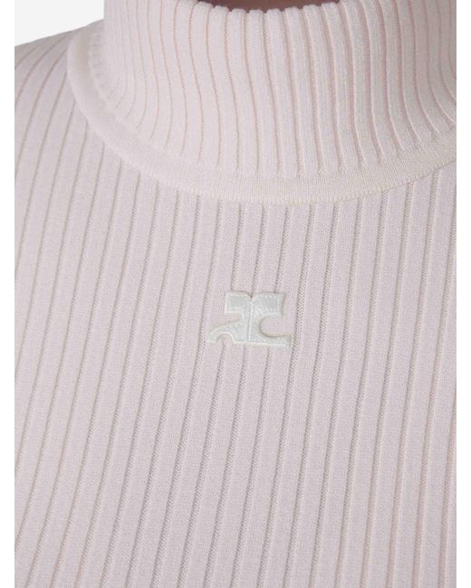 Courreges White Ribbed Jersey Logo