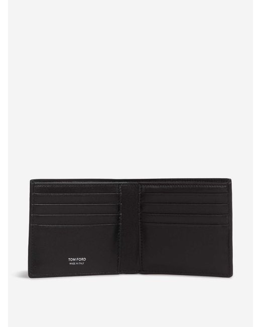 Tom Ford Black Foldable Leather Cardholder for men