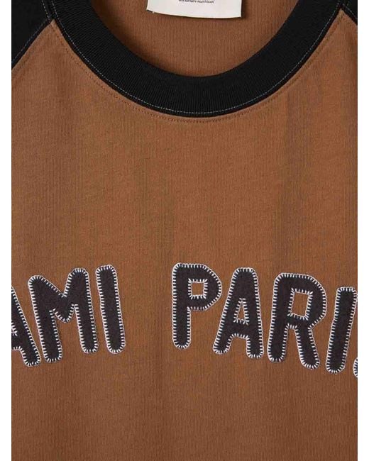 Camiseta Con Logo Bordado AMI de hombre de color Brown