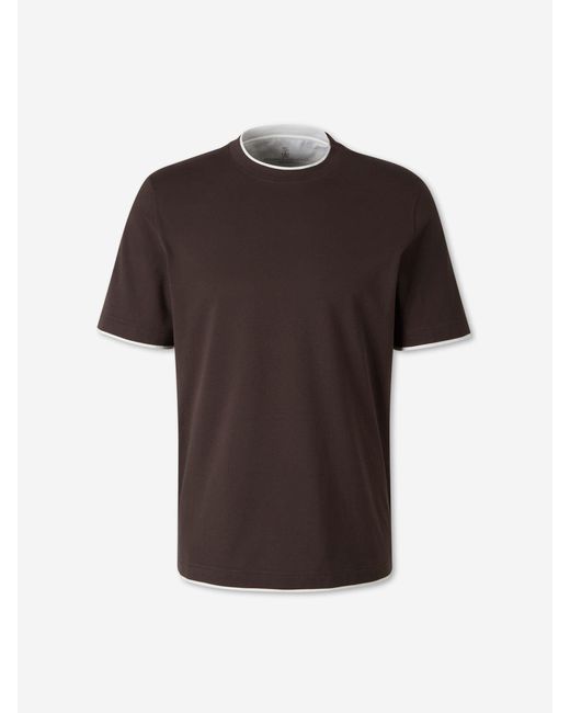 Brunello Cucinelli Brown Layered Short Sleeve T-Shirt for men