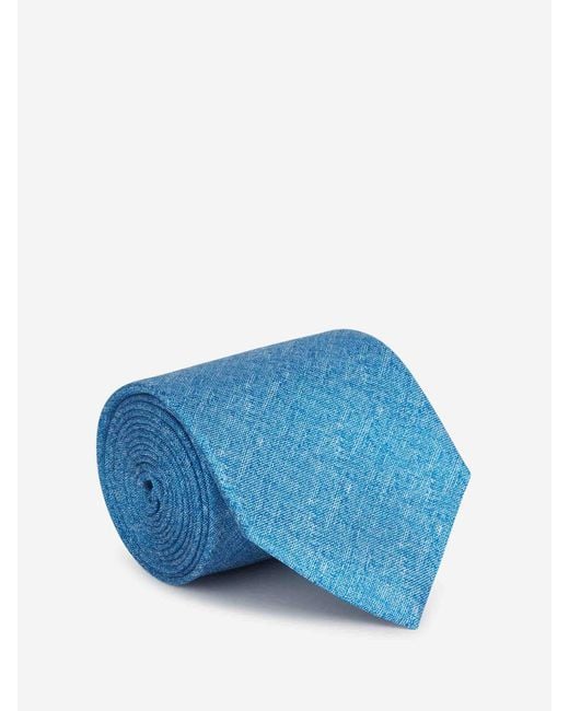Santa Eulalia Blue Silk Mottled Tie for men