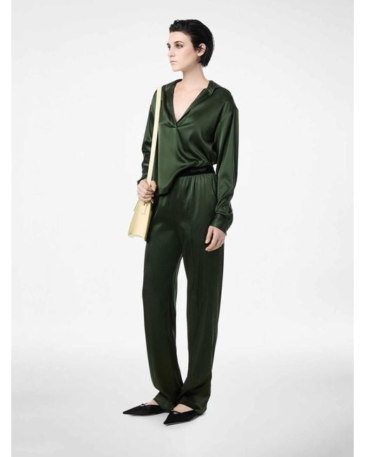 Tom Ford Green Plain Silk Blouse