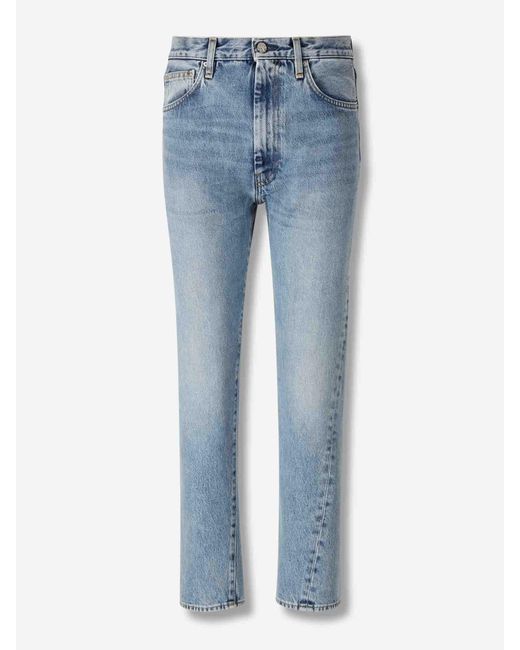 Totême  Blue Cotton Straight Leg Jeans