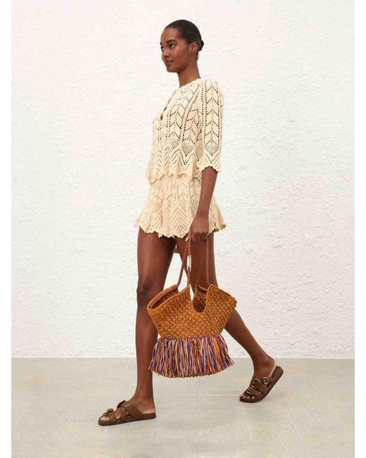 Zimmermann Brown Goldentime Raffia Bag