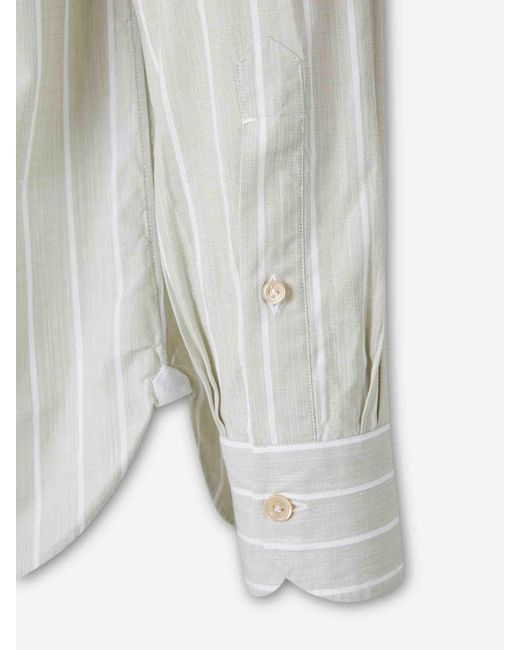 Luigi Borrelli Napoli White Striped Pattern Shirt for men