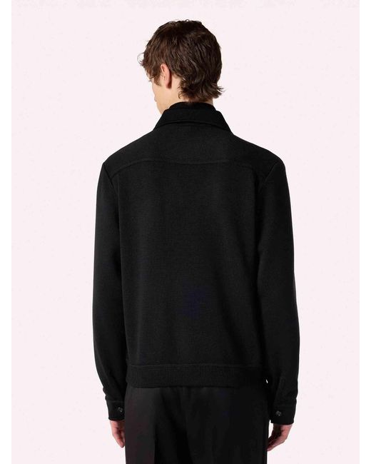 Lardini Black Wool Knit Cardigan for men
