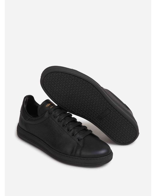 Tom Ford Black Leather Sports Shoes for men