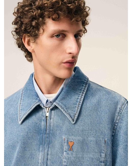 AMI Blue Casual Denim Jacket for men